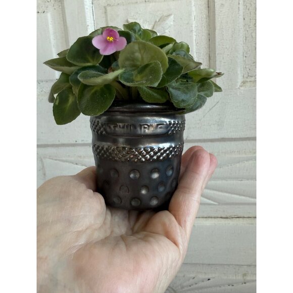 Vintage 70's Mini 3" Flower Pot Sewing Thimble Shape - Picture 4 of 8